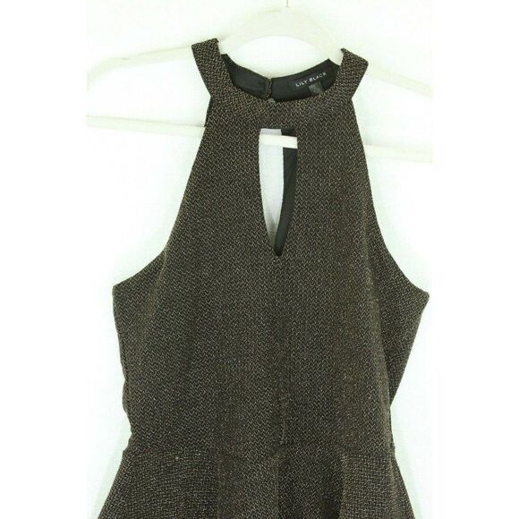 Lily Black Women's Halter Top Metallic Peplum large - Picture 1 of 6